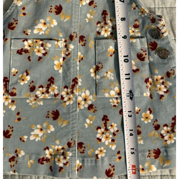 TAHARI Baby Girl Size 12M Blue Floral Corduroy Overall Jumper Dress Layering - Picture 10 of 11